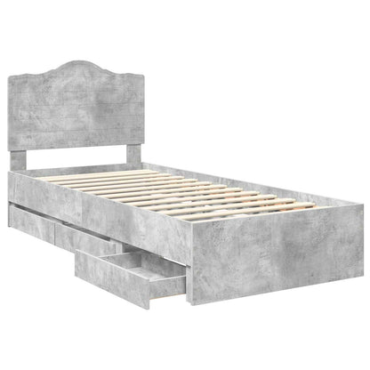 Bed Frame with Drawer Concrete Grey 90 x 200 cm Engineer Wood