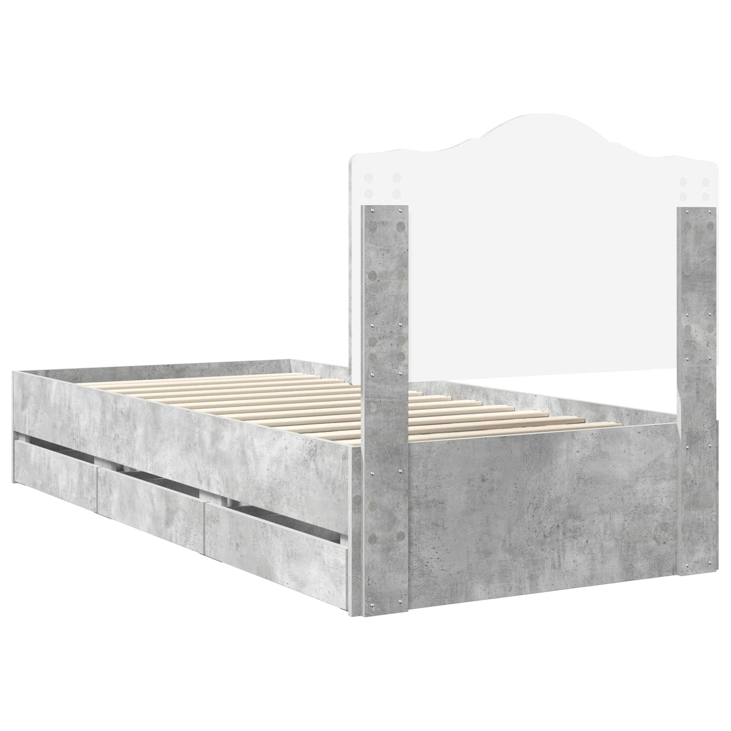 Bed Frame with Drawer Concrete Grey 90 x 200 cm Engineer Wood