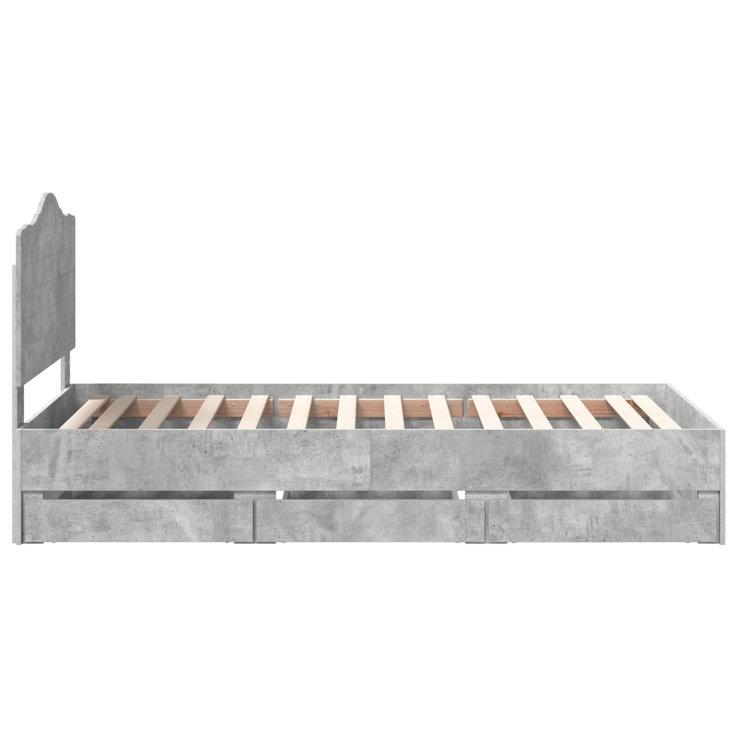 Bed Frame with Drawer Concrete Grey 90 x 200 cm Engineer Wood
