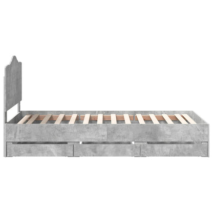 Bed Frame with Drawer Concrete Grey 90 x 200 cm Engineer Wood