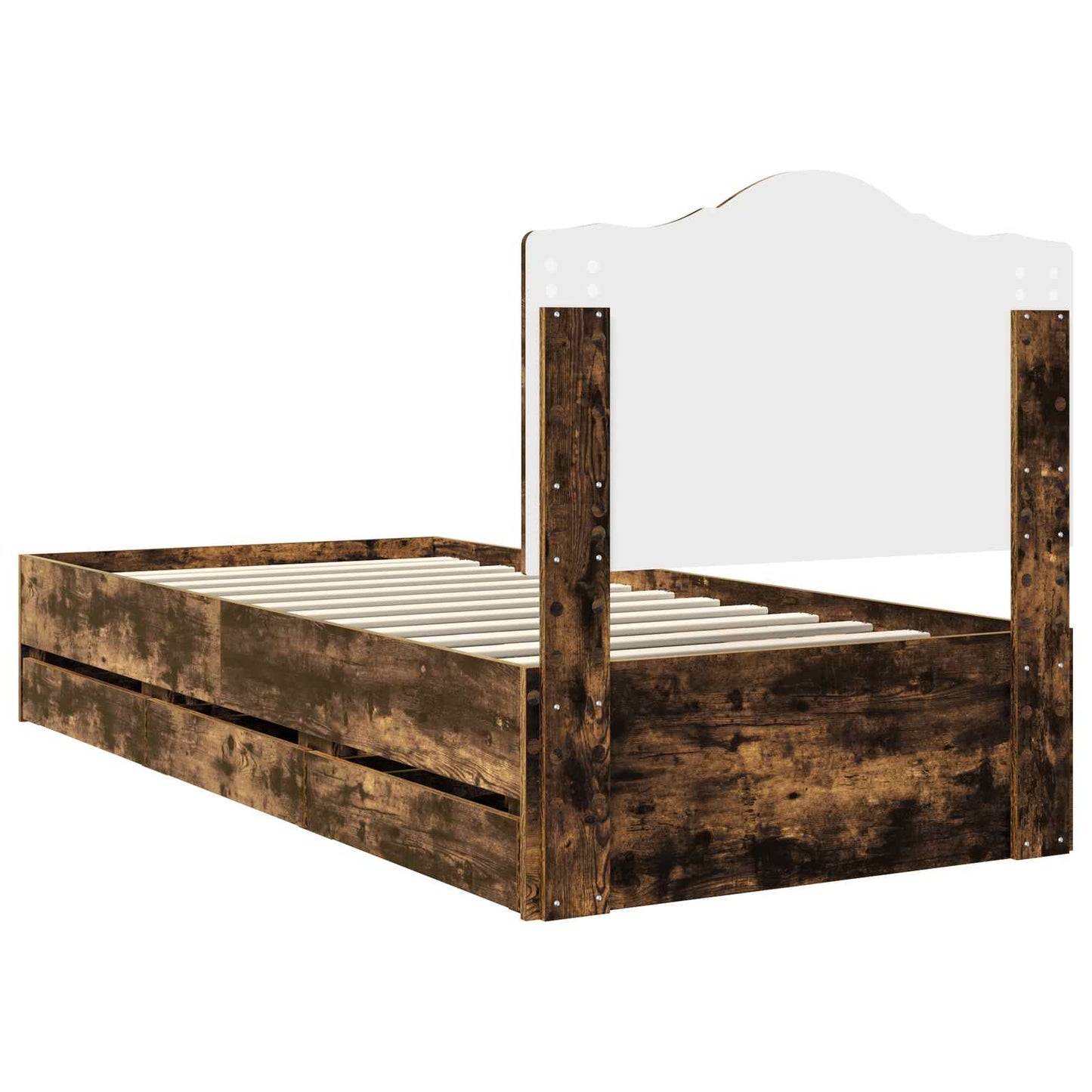 Bed Frame with Drawer Smoked Oak 90 x 200 cm Engineer Wood