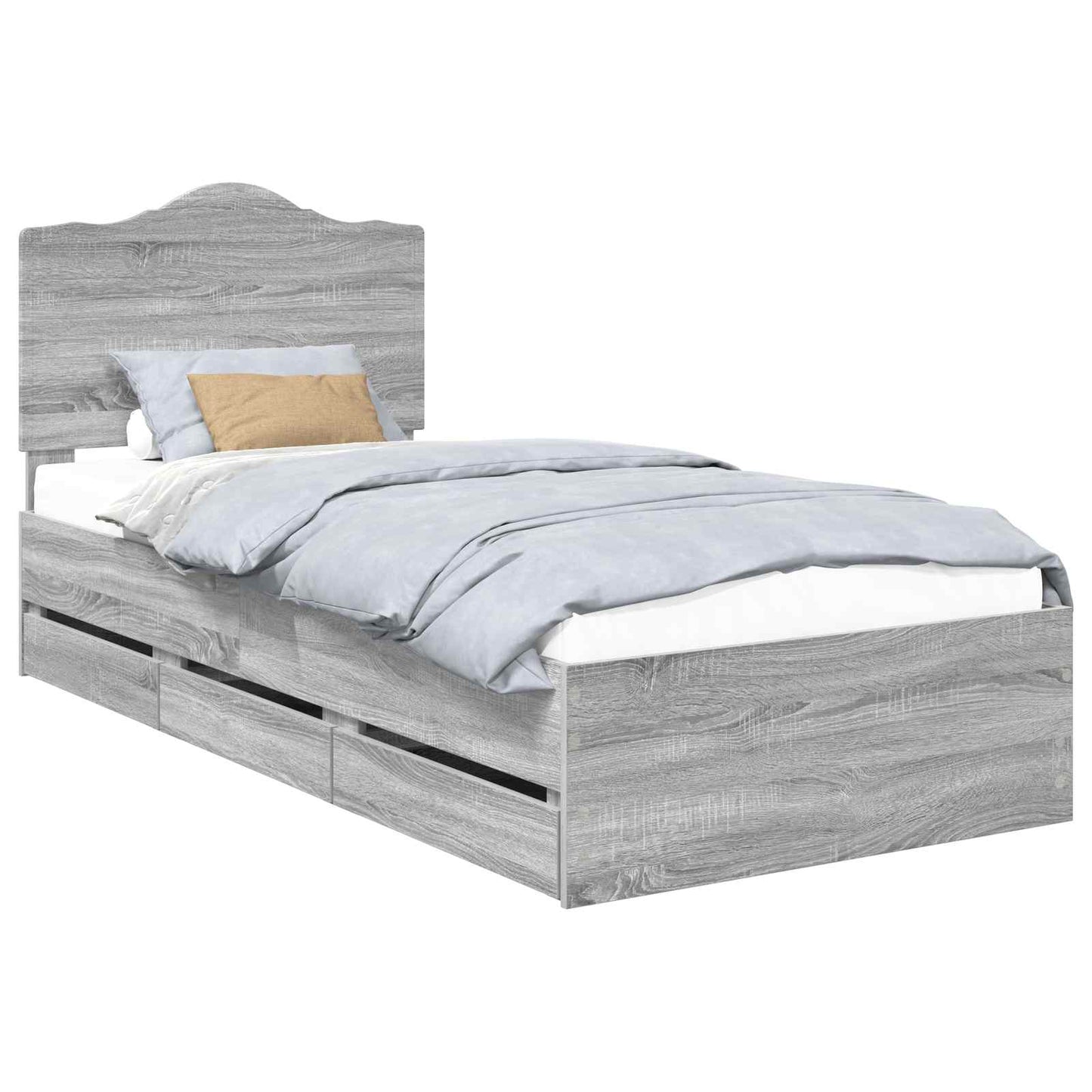 Bed Frame with Drawer Grey Sonoma 90 x 200 cm Engineer Wood