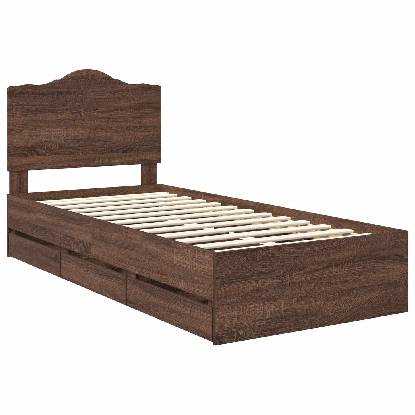 Bed Frame with Drawer Brown Oak 90 x 200 cm Engineer Wood