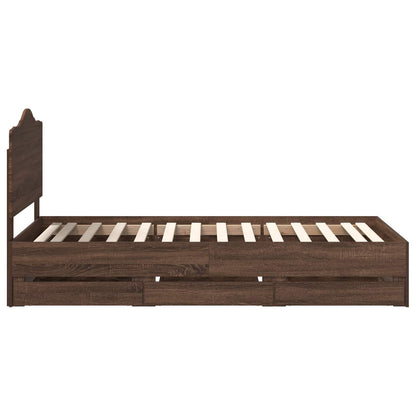 Bed Frame with Drawer Brown Oak 90 x 200 cm Engineer Wood