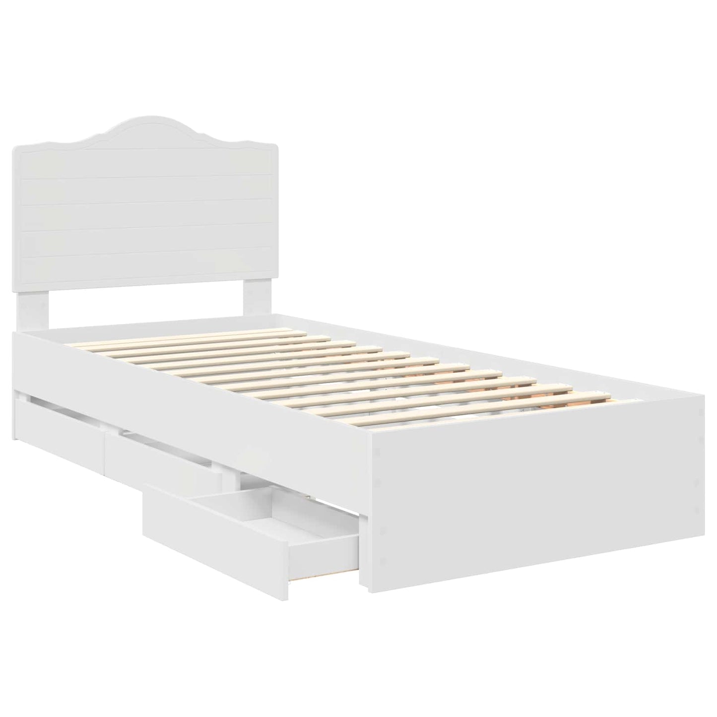 Bed Frame with Drawer White 90 x 190 cm Engineer Wood