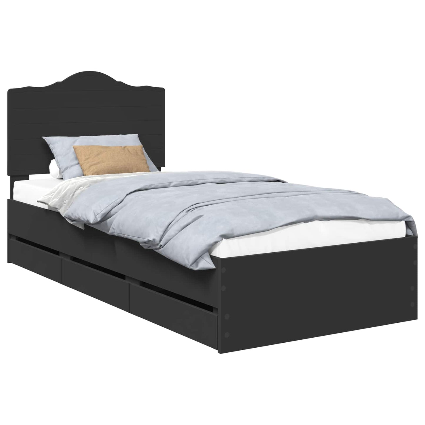 Bed Frame with Drawer Black 90 x 190 cm Engineer Wood