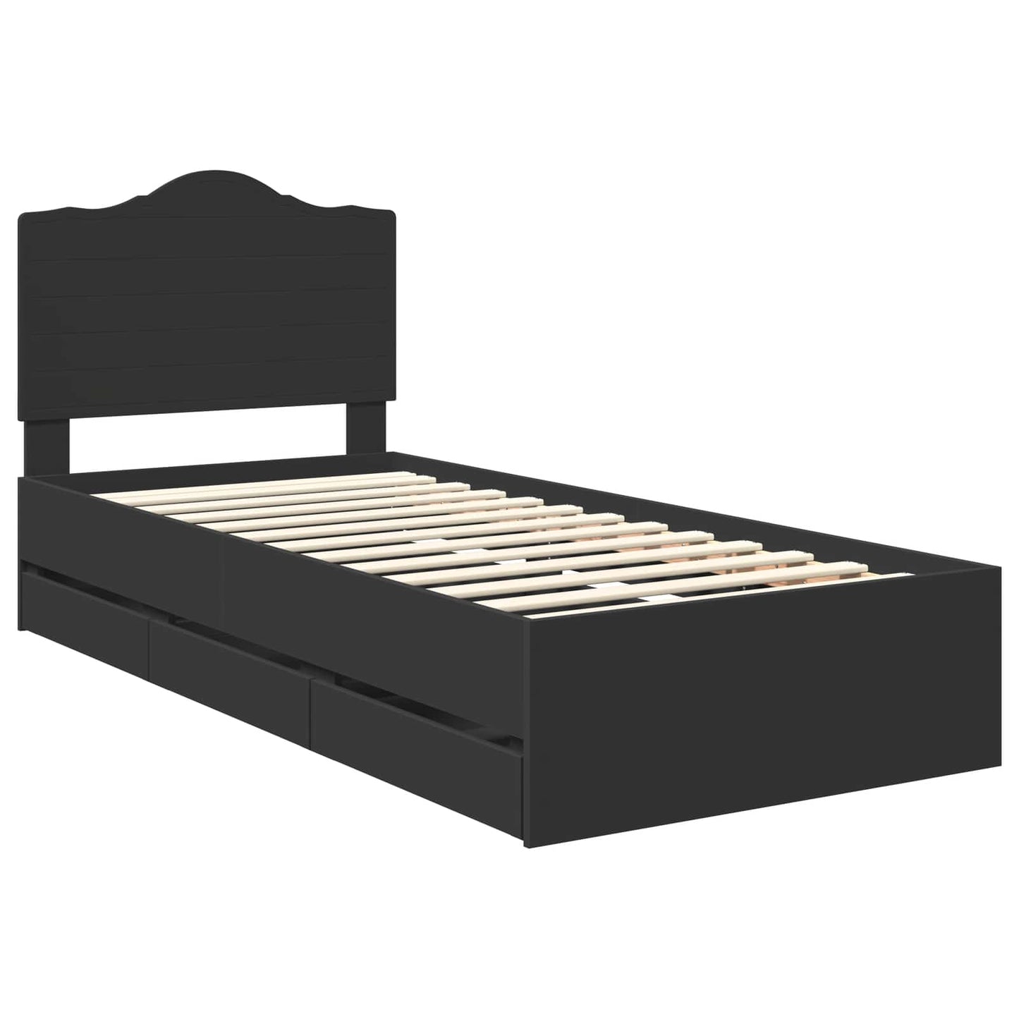 Bed Frame with Drawer Black 90 x 190 cm Engineer Wood