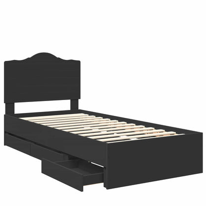 Bed Frame with Drawer Black 90 x 190 cm Engineer Wood