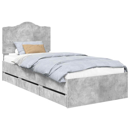 Bed Frame with Drawer Concrete Grey 90 x 190 cm Engineer Wood