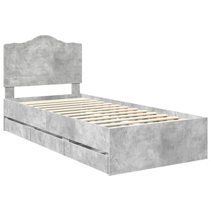 Bed Frame with Drawer Concrete Grey 90 x 190 cm Engineer Wood