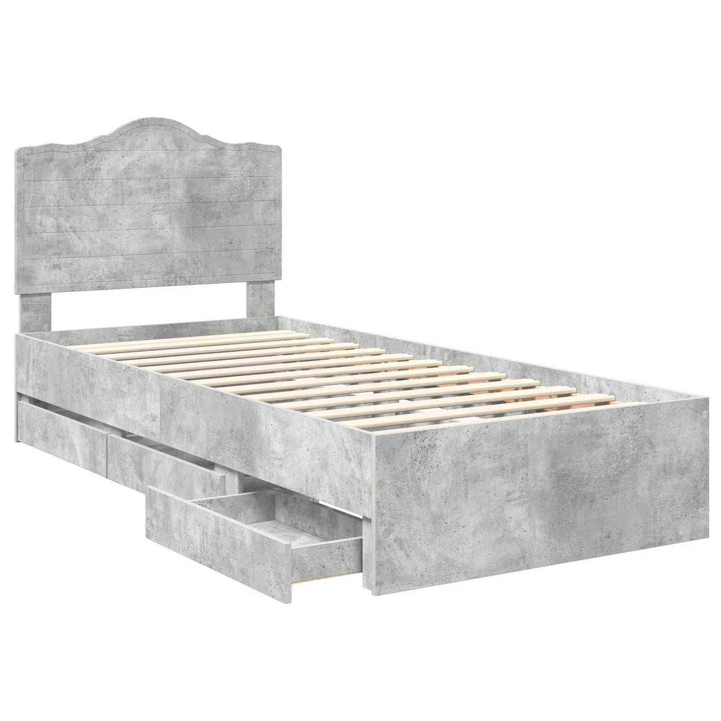 Bed Frame with Drawer Concrete Grey 90 x 190 cm Engineer Wood