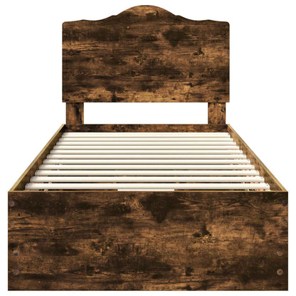 Bed Frame with Drawer Smoked Oak 90 x 190 cm Engineer Wood