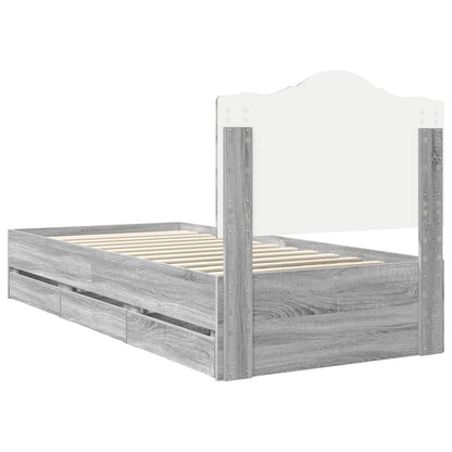 Bed Frame with Drawer Grey Sonoma 90 x 190 cm Engineer Wood