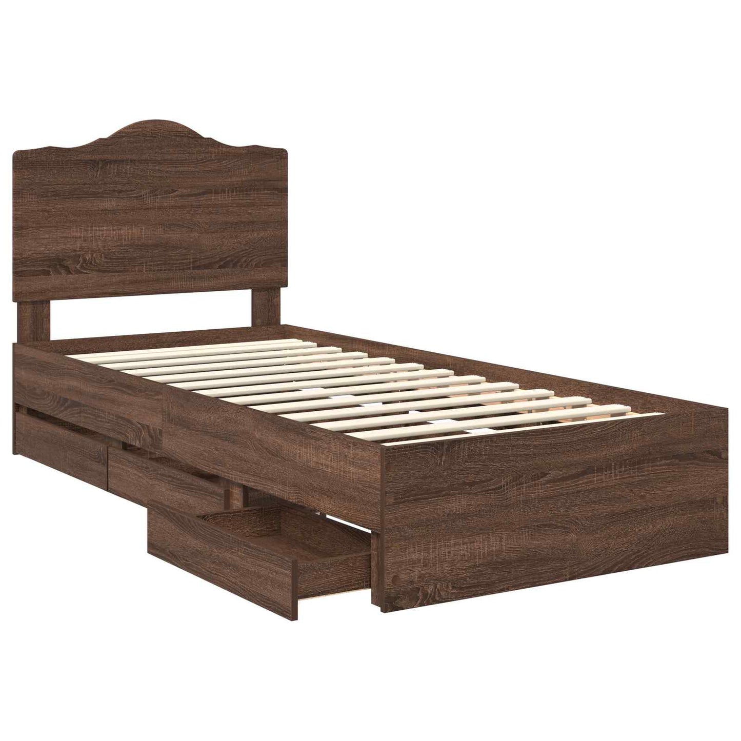 Bed Frame with Drawer Brown Oak 90 x 190 cm Engineer Wood
