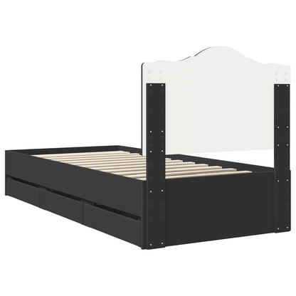Bed Frame with Drawer Black 75 x 190 cm Engineer Wood