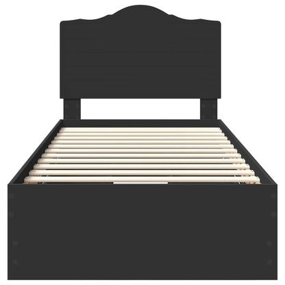 Bed Frame with Drawer Black 75 x 190 cm Engineer Wood