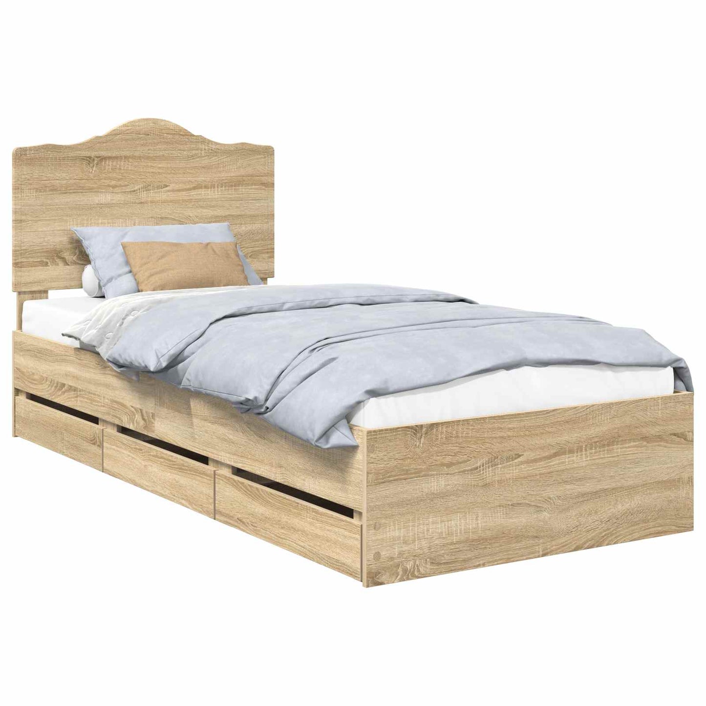 Bed Frame with Drawer Sonoma Oak 75 x 190 cm Engineer Wood