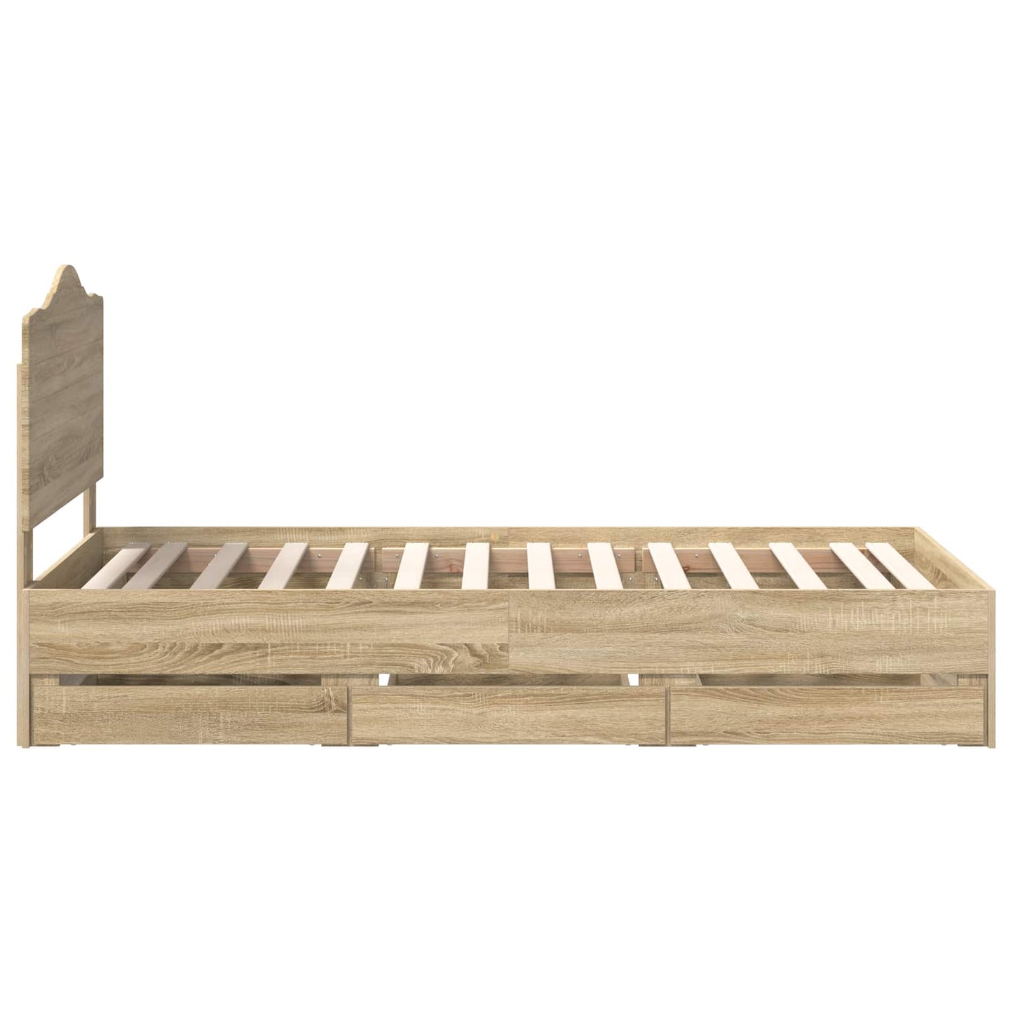 Bed Frame with Drawer Sonoma Oak 75 x 190 cm Engineer Wood