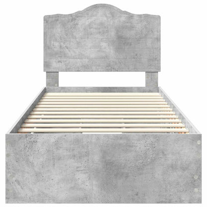 Bed Frame with Drawer Concrete Grey 75 x 190 cm Engineer Wood