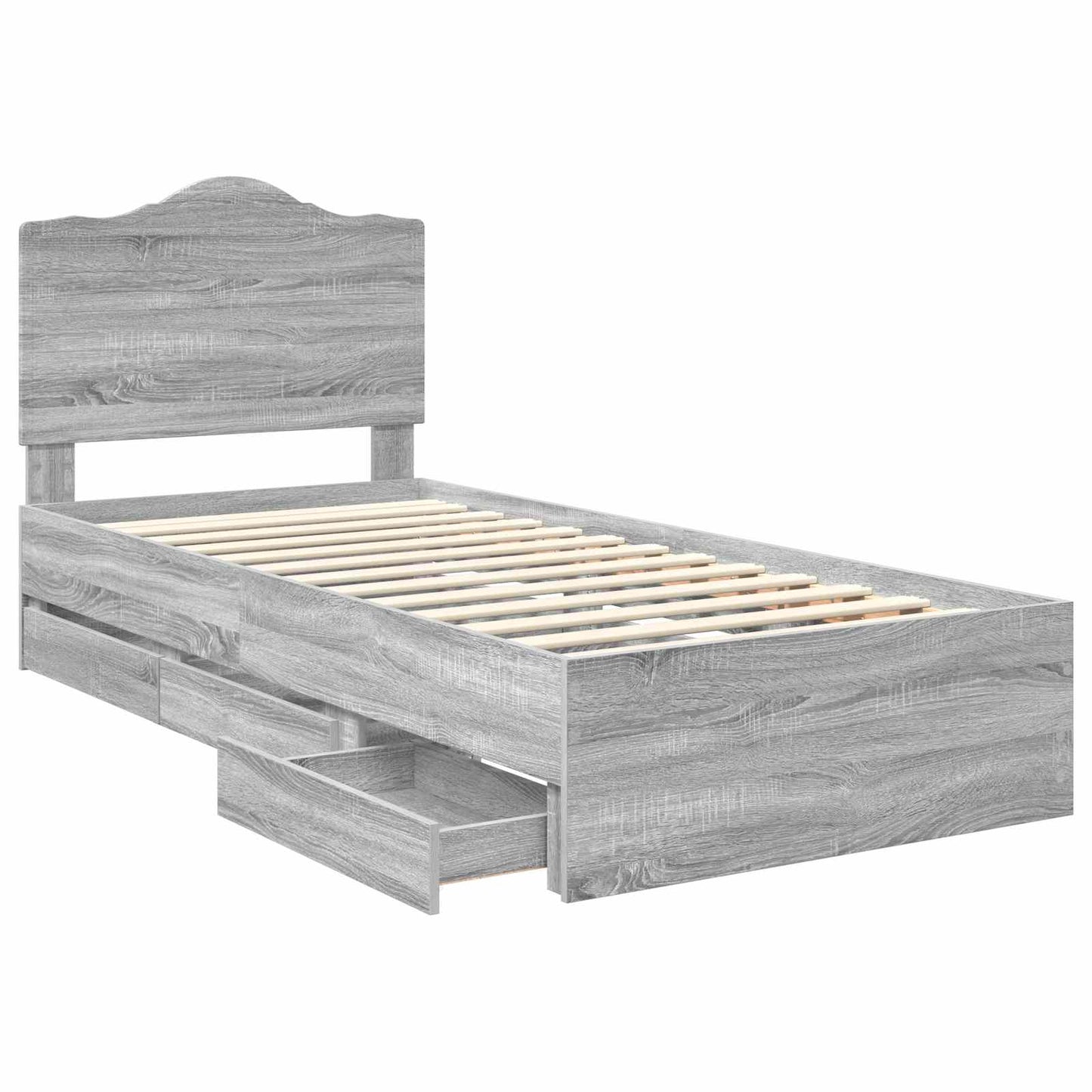 Bed Frame with Drawer Grey Sonoma 75 x 190 cm Engineer Wood