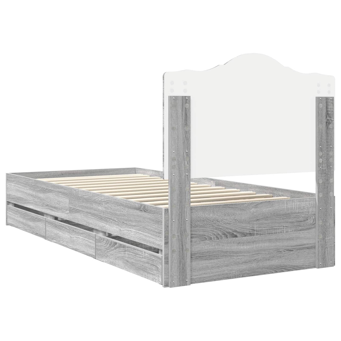 Bed Frame with Drawer Grey Sonoma 75 x 190 cm Engineer Wood