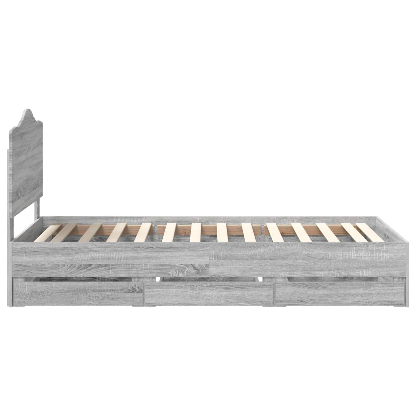 Bed Frame with Drawer Grey Sonoma 75 x 190 cm Engineer Wood