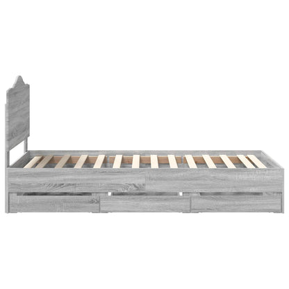 Bed Frame with Drawer Grey Sonoma 75 x 190 cm Engineer Wood