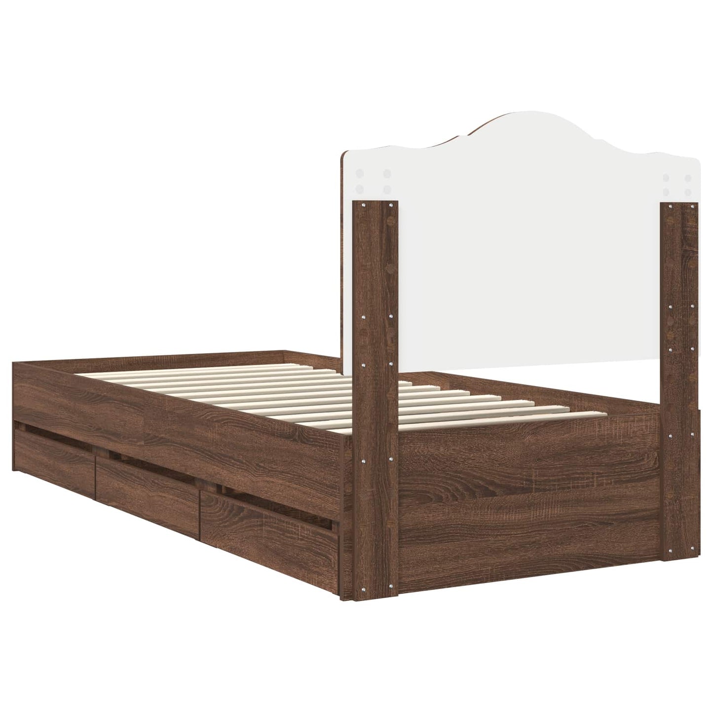 Bed Frame with Drawer Brown Oak 75 x 190 cm Engineer Wood