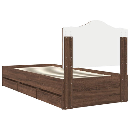 Bed Frame with Drawer Brown Oak 75 x 190 cm Engineer Wood