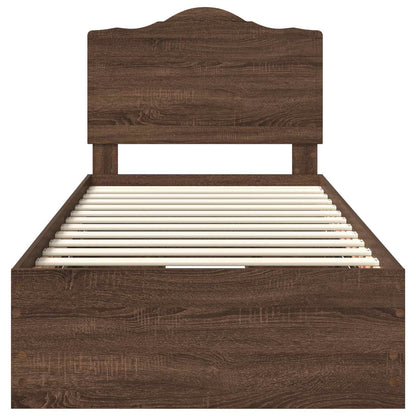 Bed Frame with Drawer Brown Oak 75 x 190 cm Engineer Wood