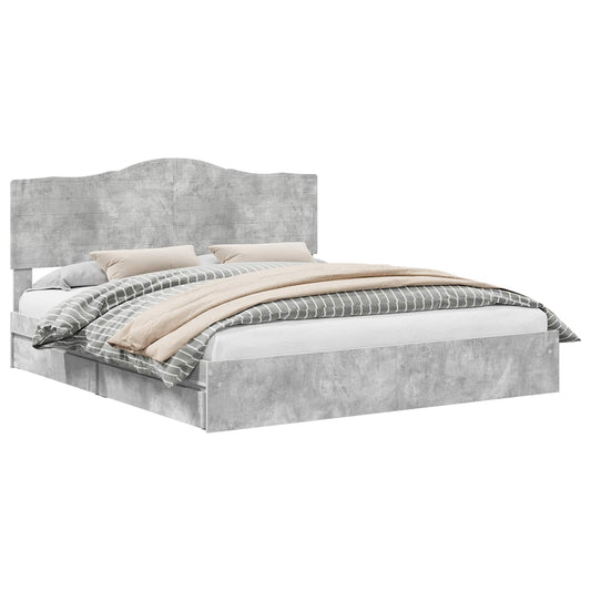 Storage Bed Concrete Grey 200 x 200 cm Engineered Wood