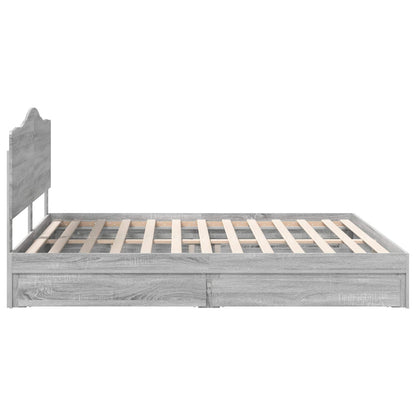 Storage Bed Grey Sonoma 180 x 200 cm Engineered Wood
