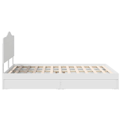 Storage Bed with Headboard White 160 x 200 cm Engineered Wood