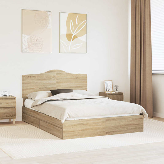 Storage Bed with Drawer Sonoma Oak 160 x 200 cm Engineered Wood