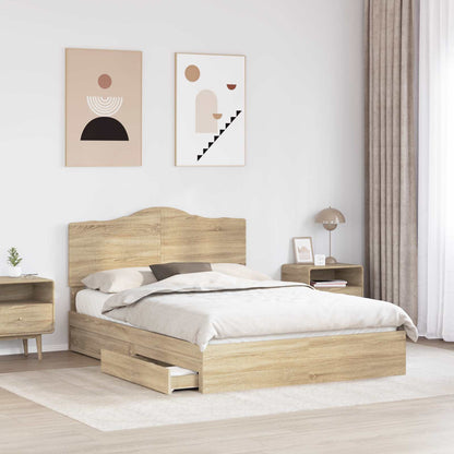 Storage Bed with Drawer Sonoma Oak 160 x 200 cm Engineered Wood