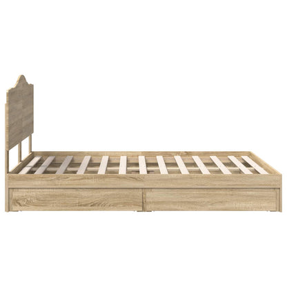 Storage Bed with Drawer Sonoma Oak 160 x 200 cm Engineered Wood