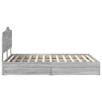 Storage Bed Grey Sonoma 160 x 200 cm Engineered Wood