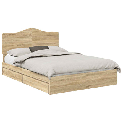 Storage Bed with Drawer Sonoma Oak 150 x 200 cm Engineered Wood