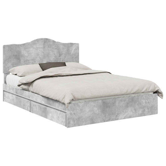 Storage Bed Concrete Grey 150 x 200 cm Engineered Wood