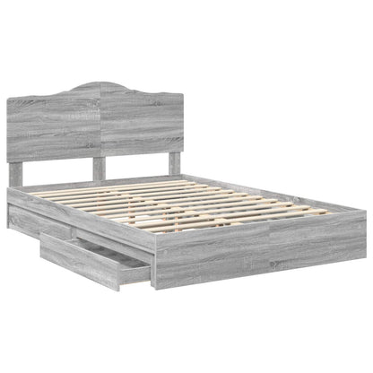 Storage Bed Grey Sonoma 150 x 200 cm Engineered Wood