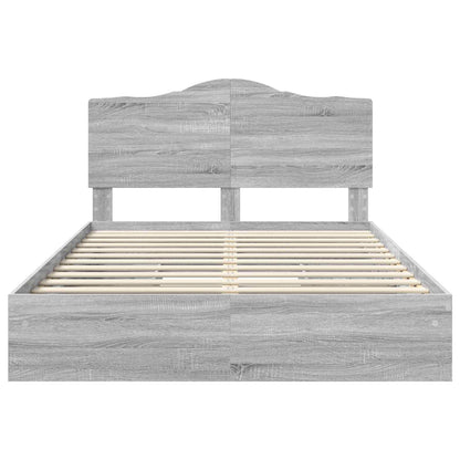 Storage Bed Grey Sonoma 150 x 200 cm Engineered Wood