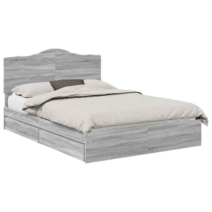 Storage Bed Grey Sonoma 140 x 200 cm Engineered Wood