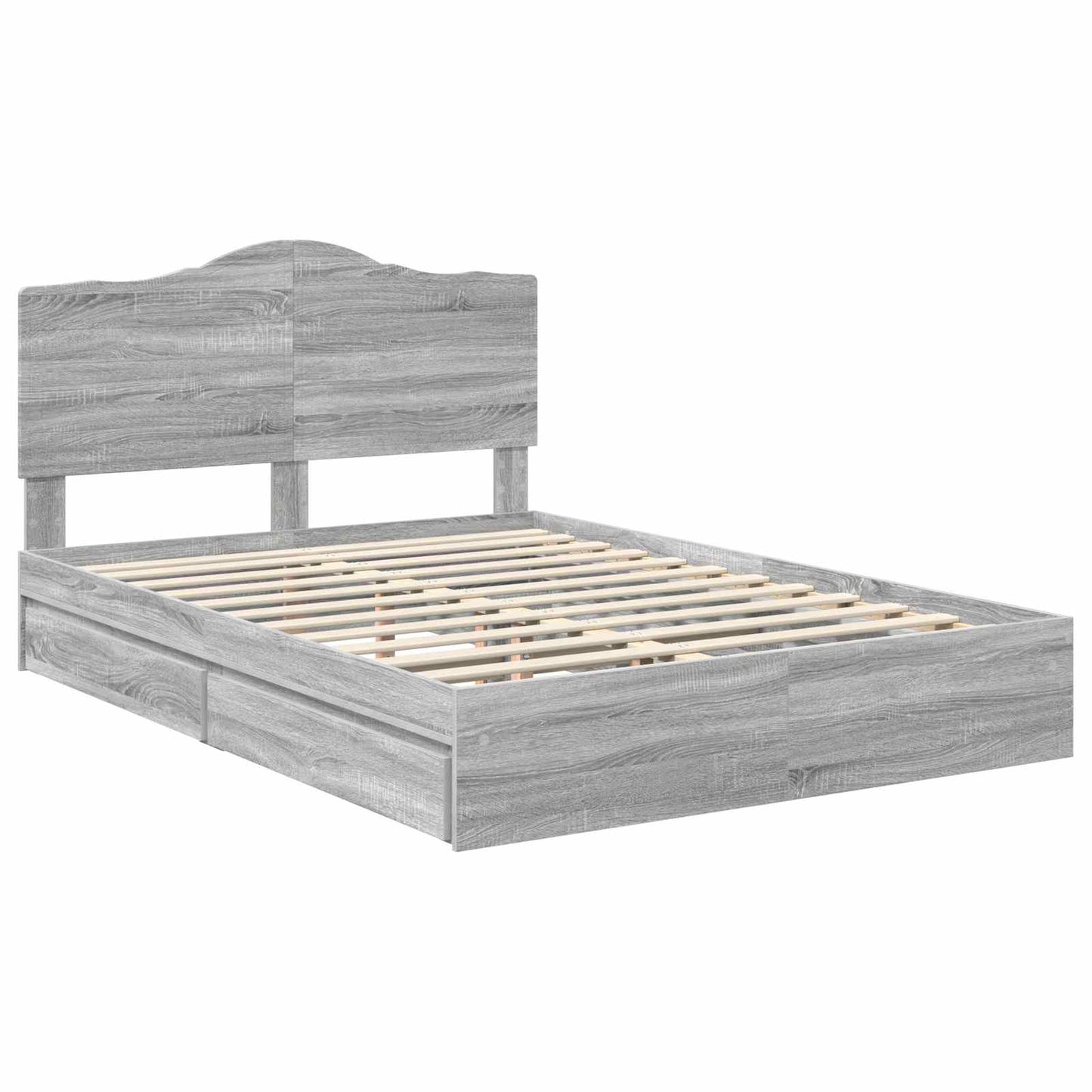 Storage Bed Grey Sonoma 140 x 200 cm Engineered Wood