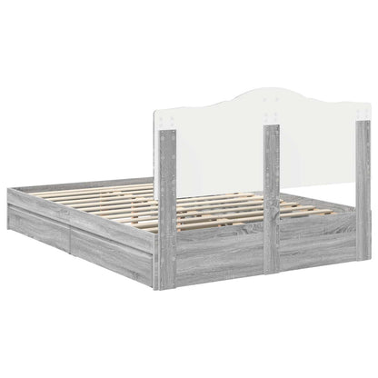 Storage Bed Grey Sonoma 140 x 200 cm Engineered Wood