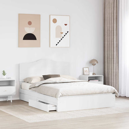 Storage Bed with Headboard White 140 x 190 cm Engineered Wood