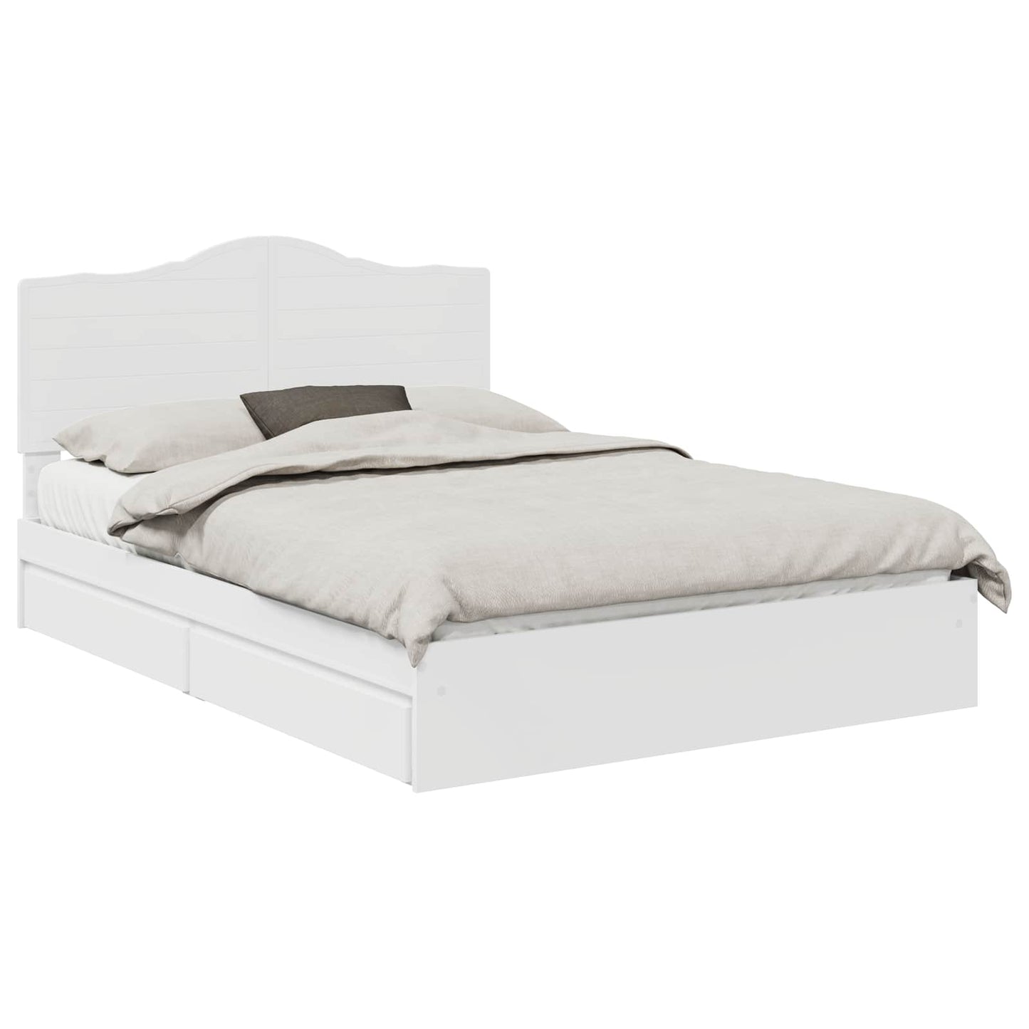 Storage Bed with Headboard White 140 x 190 cm Engineered Wood