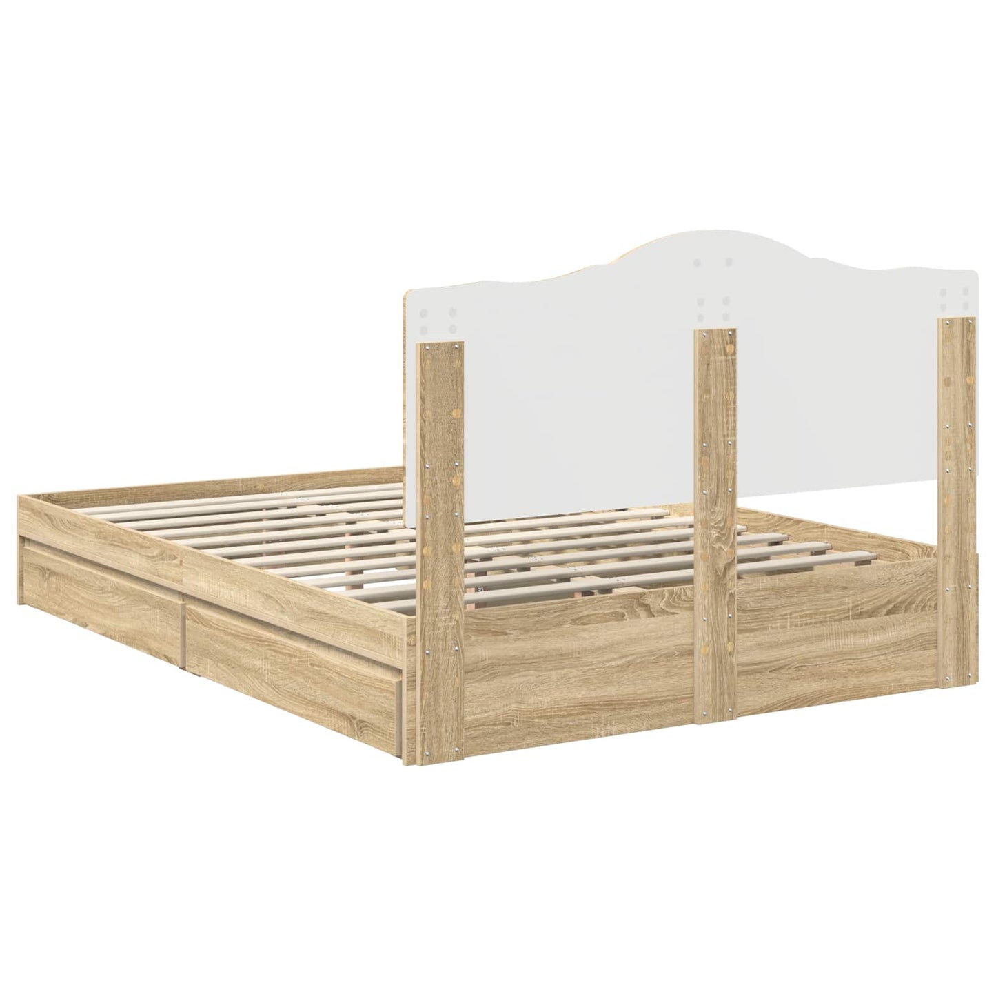 Storage Bed with Drawer Sonoma Oak 140 x 190 cm Engineered Wood