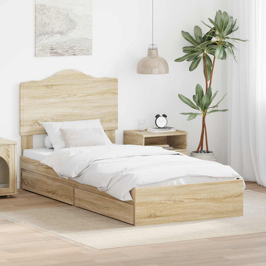 Storage Bed with Drawer Sonoma Oak 100 x 200 cm Engineered Wood