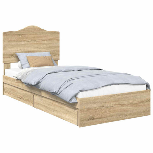 Storage Bed with Drawer Sonoma Oak 100 x 200 cm Engineered Wood