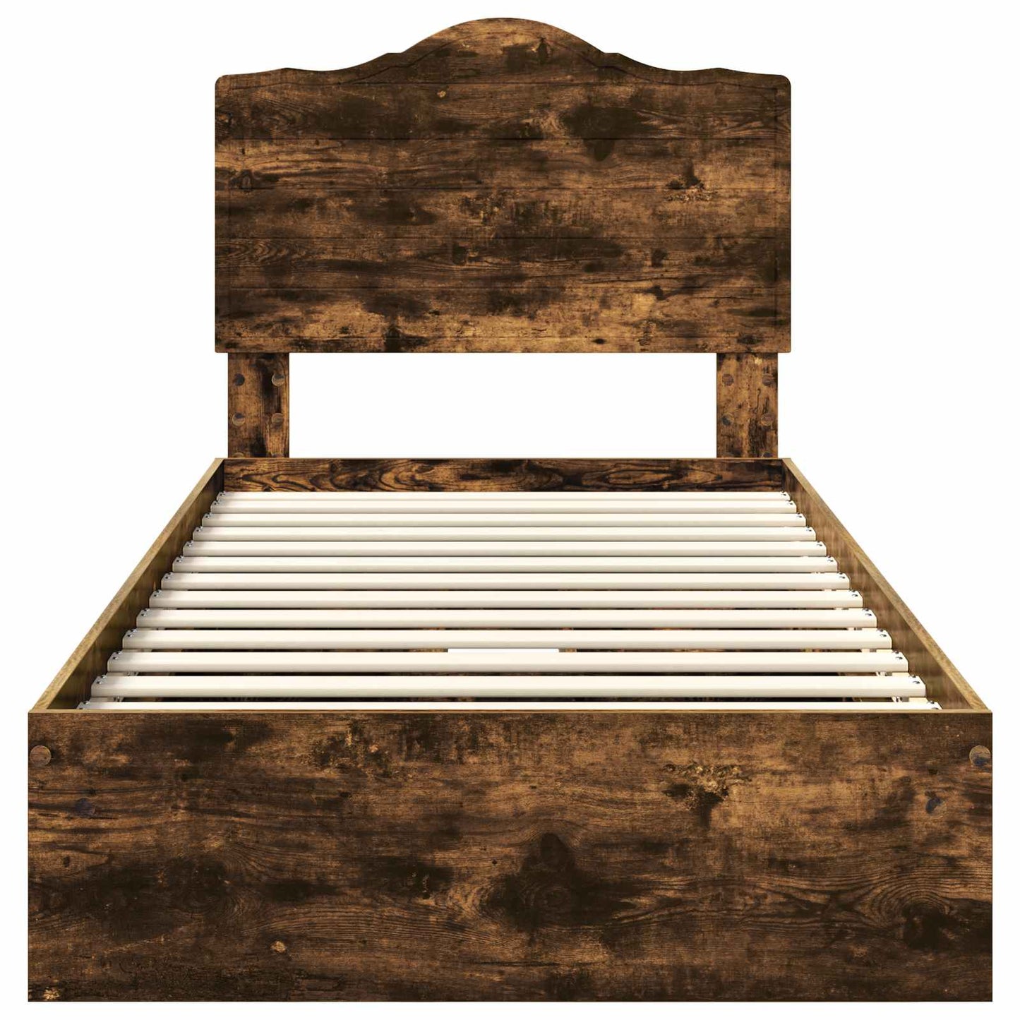 Storage Bed with Drawer Smoked Oak 100 x 200 cm Engineered Wood